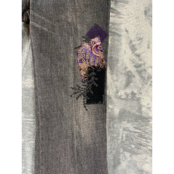Lauren Ralph Lauren Jeans Women's Size 4 Black Denim Embroidered Patchwork RARE - Picture 7 of 14